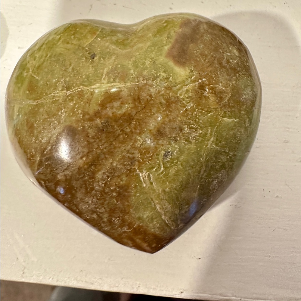 Green and Brown Heart-Shaped Stone natural